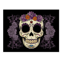Vintage Skull and Roses Postcard