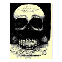 Vintage Skull Drug Ad Postcard