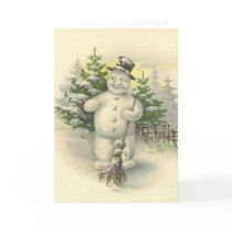 Vintage Smiling Snowman Card