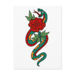 Vintage Snake and Rose Tattoo Art postcards