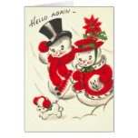 Vintage Snowman and Snowwoman Card