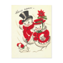 Vintage Snowman and Snowwoman Postcard