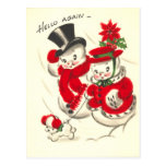 Vintage Snowman and Snowwoman Postcard