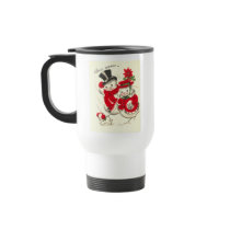Vintage Snowman and Snowwoman Travel Mug