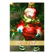 Vintage Snowman Holiday Gold RSVP Invitation