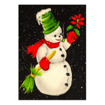 Vintage Snowman Name Tags Business Card Templates