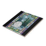 Vintage Snowy Night Personalized Photo Christmas Tile
