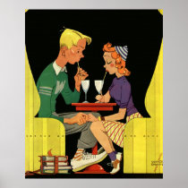 Vintage Soda Shop; Teens on a Date Print