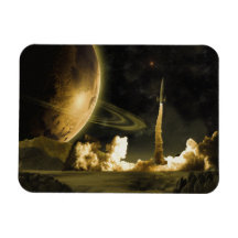 Vintage Space Launch Rectangular Magnets