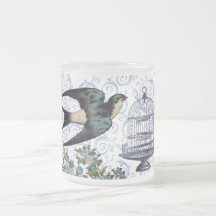 Vintage Sparrow & Cage Mugs