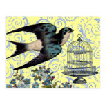 Vintage Sparrow & Cage Postcards
