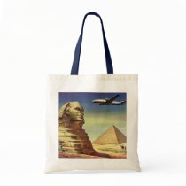 Vintage Sphinx Airplane Desert Pyramids Egypt Giza Tote Bag