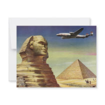 Vintage Sphinx Airplane Desert Pyramids Egypt Giza Invitation