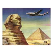 Vintage Sphinx Airplane Desert Pyramids Egypt Giza Invitation