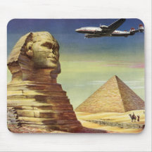 Vintage Sphinx Airplane Desert Pyramids Egypt Giza Mouse Pad