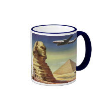 Vintage Sphinx Airplane Desert Pyramids Egypt Giza Coffee Mugs