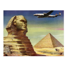 Vintage Sphinx Airplane Desert Pyramids Egypt Giza Post Cards