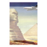 Vintage Sphinx Airplane Desert Pyramids Egypt Giza Custom Stationery