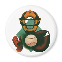 Vintage Sports; Baseball Player, Catcher Magnet