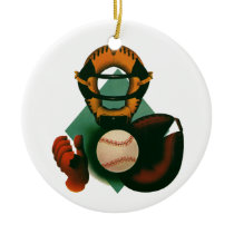 Vintage Sports; Baseball Player, Catcher Christmas Ornament