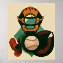 Vintage Sports; Baseball Player, Catcher Poster