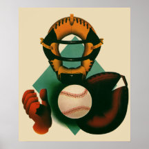 Vintage Sports; Baseball Player, Catcher Poster