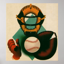 Vintage Sports; Baseball Player, Catcher Print