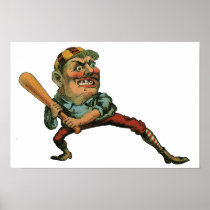 Vintage Sports Baseball Player Game Ball Home Run Print