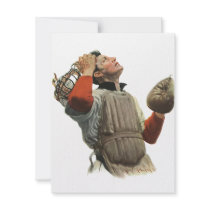 Vintage Sports; Baseball; Puzzled Catcher Personalized Invitation