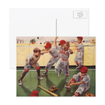 Vintage Sports Baseball Team, Boys in a Food Fight Postcard