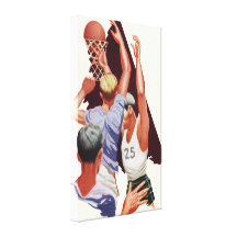 Vintage Sports, Basketball Players Playing Game Canvas Prints