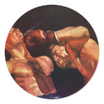 Vintage Sports Boxing Match, Knock Out Punch Round Sticker