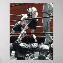 Vintage Sports Boxing, Wrestling in the Ring Print