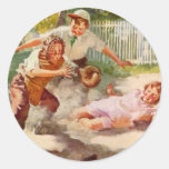 Vintage Sports, Children Playing Baseball Sticker