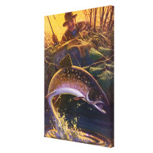 Vintage Sports Trout Fishing; Catch and Release Canvas Prints