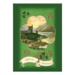 Vintage St. Patricks Day Greetings Castle Shamrock Custom Invite