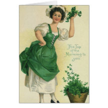 Vintage St. Patrick's Day Lass, Lucky Shamrocks Cards