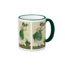 Vintage St. Patrick's Day Lass, Lucky Shamrocks Mugs