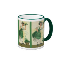 Vintage St. Patrick's Day Lass, Lucky Shamrocks Mug