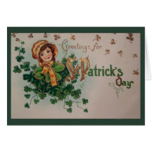 Vintage St. Patrick's Day Shamrocks and Irish Lass Cards