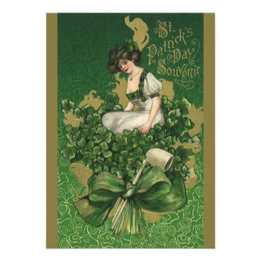 Vintage St. Patrick's Day Souvenir Woman Personalized Invitation