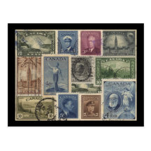 Vintage Stamps Collage Post Card