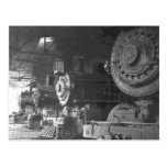 Vintage Steam Locomotive Roundhouse Postcard