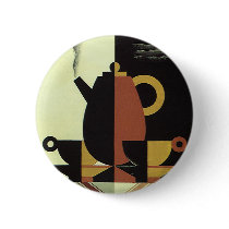 Vintage Steaming Coffee Pot with Coffee Cups Pin