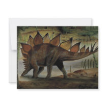 Vintage Stegosaurus Dinosaur, a Tail with Spikes Custom Invitation