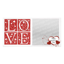 Vintage Stencil Valentine Love Letters Photo Card Template
