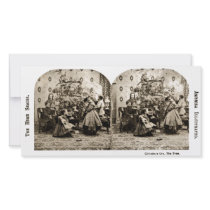 Vintage Stereoview - Christmas Eve by the Tree Personalized Photo Card