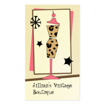 Vintage Store / Boutique - Leopard Pink Dress Form Business Card Templates