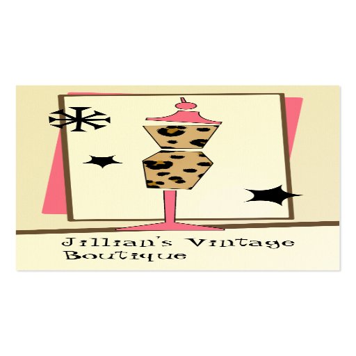Vintage Store / Boutique - Leopard Pink Dress Form Business Card Templates