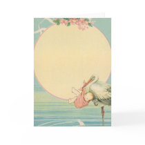 Vintage Stork with Baby Cards
